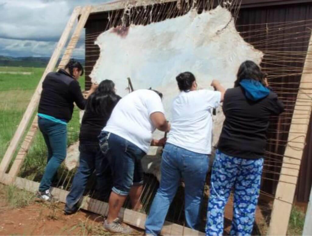 The morning of June 11, the women began the task of tanning the first buffalo hide. They needed five buffalo hides for a complete tipi.
